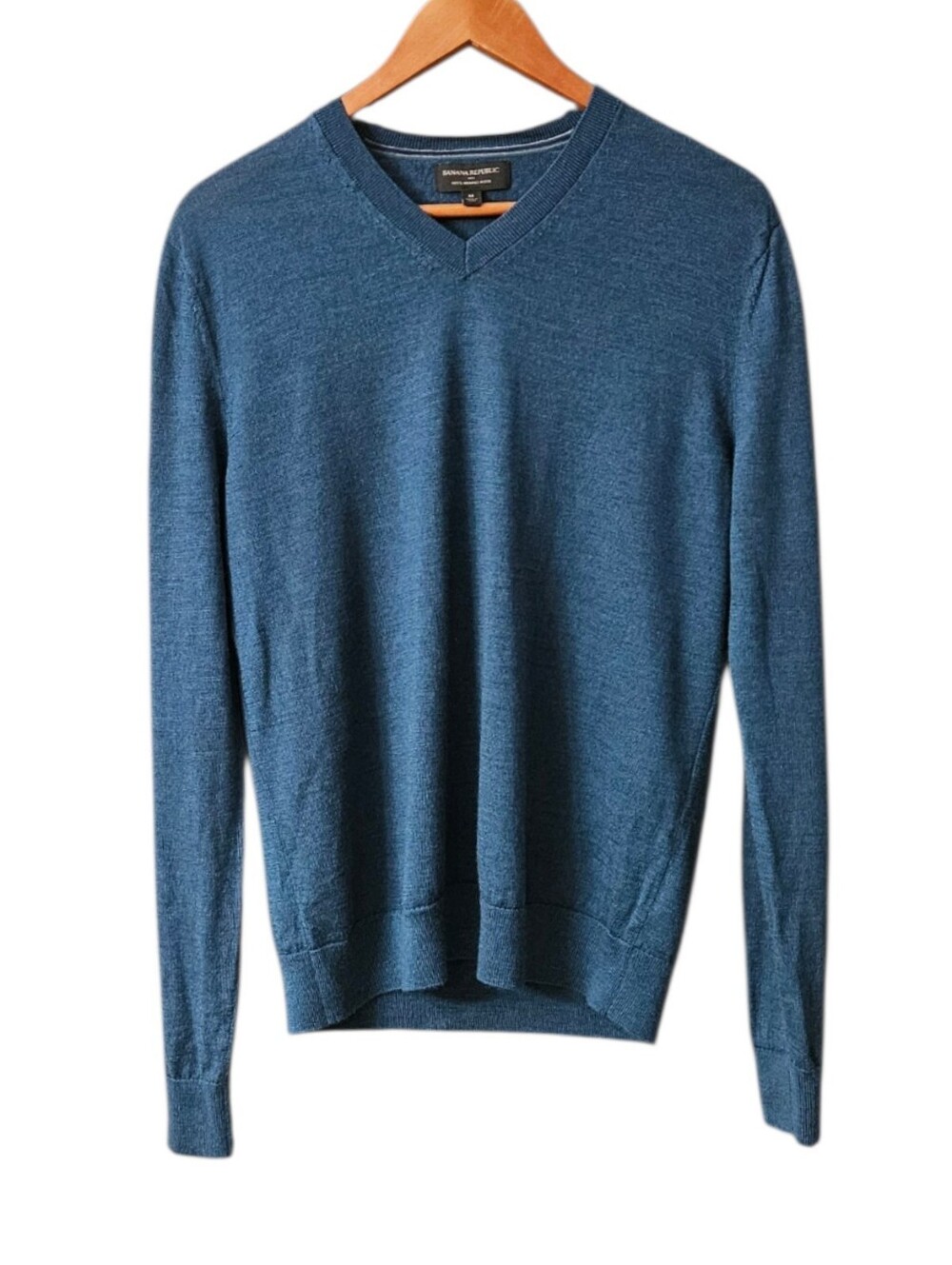 Banana Republic Factory Men's V-Neck Sweater Merino Wool Size M Teal
